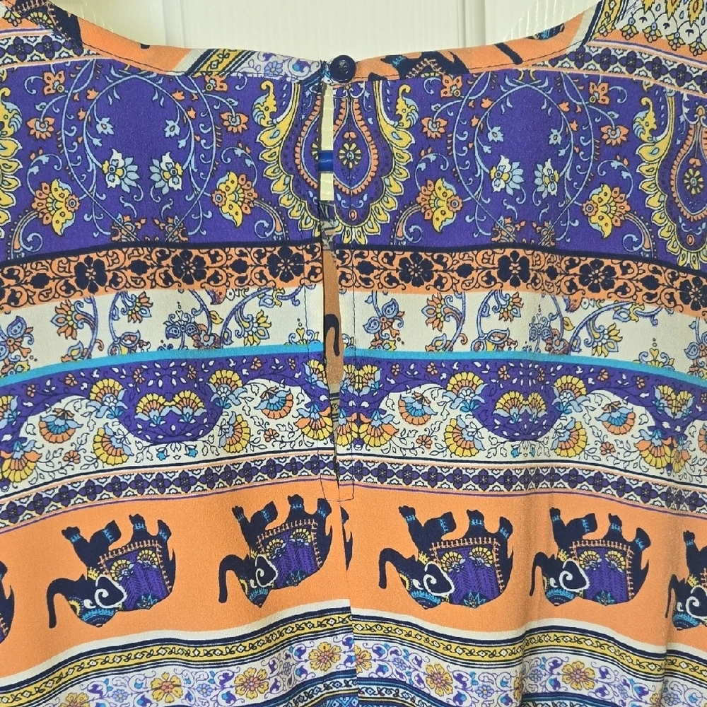 Derek Heart LG Dress Bright BOLD Colorful Keyhole BACK COOL ZIPPER POCKETS - Picture 11 of 12